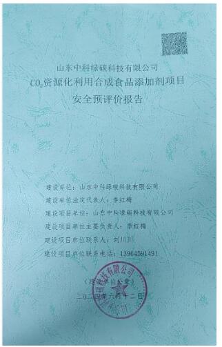 山东中科绿碳科技有限公司CO2资源化利用合成食品添加剂项目安全预评价报告65