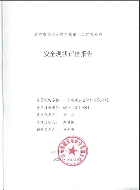 济宁市兖州区银泉精细化工有限公司安全现状评价报告98