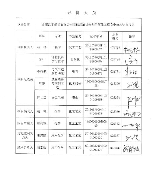 山东浩宇能源有限公司脱硫废液综合利用环保工程安全验收评价报告27