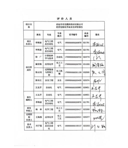 招远市春昊燃料供应有限公司经营危险化学品安全评价报告32