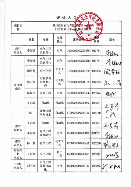 龙口宸海石化有限公司第一分公司经营危险化学品安全评价报告65
